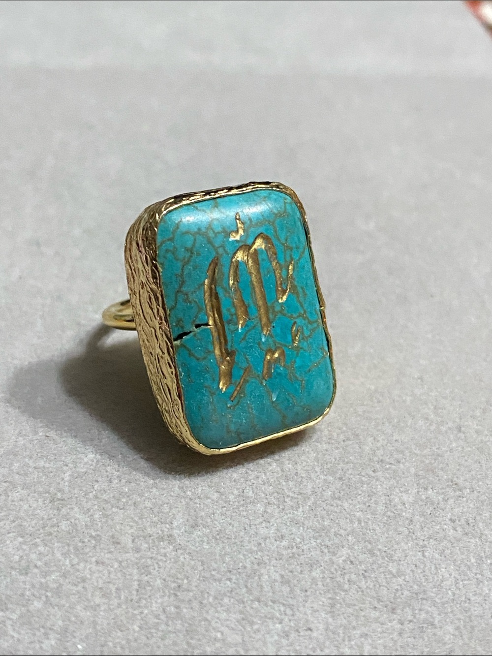 Gold-Plated Turquoise Statement Ring Virgo